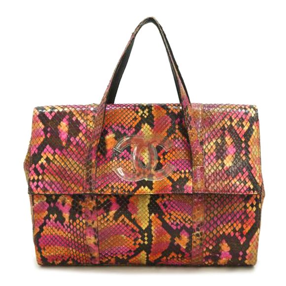 Chanel CC Coco Mark Python Flap Handbag Black - Picture 1 of 9